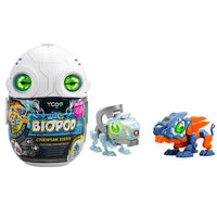 Biopod blind pack egg with two robotic creatures in blue and orange