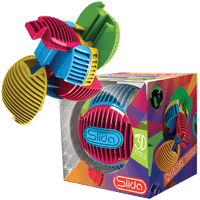 Slida puzzle brain teaser: colorful interlocking plastic disk ball with box
