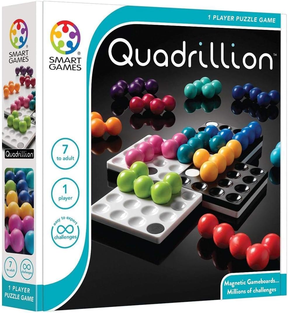Quadrillion magnetic game box for a one-player puzzle with colorful ball sets
