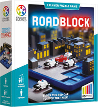 RoadBlock puzzle game box showing city rooftops and toy cars