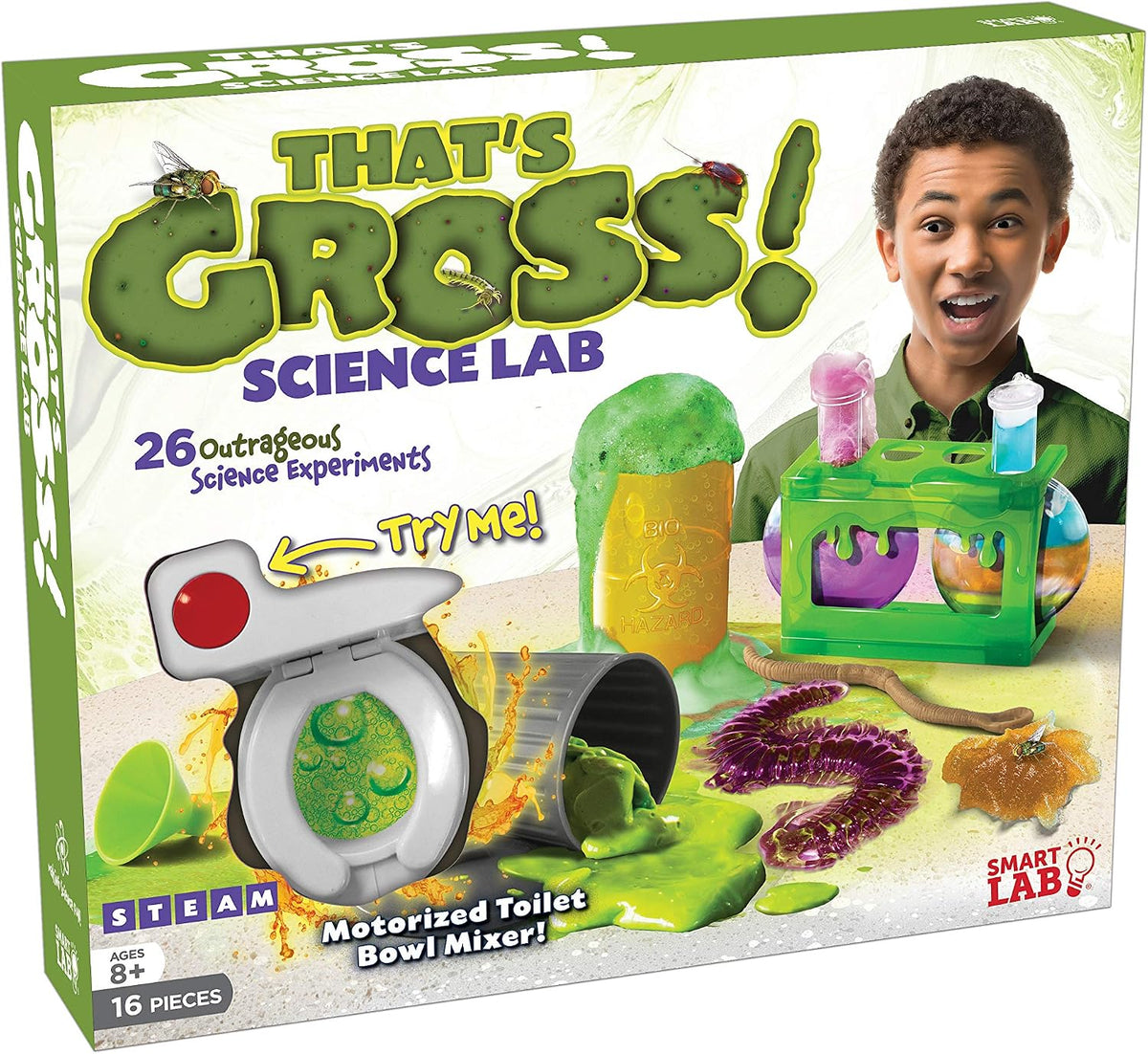 That's Gross Science Lab green kit box with molded slime and accessories