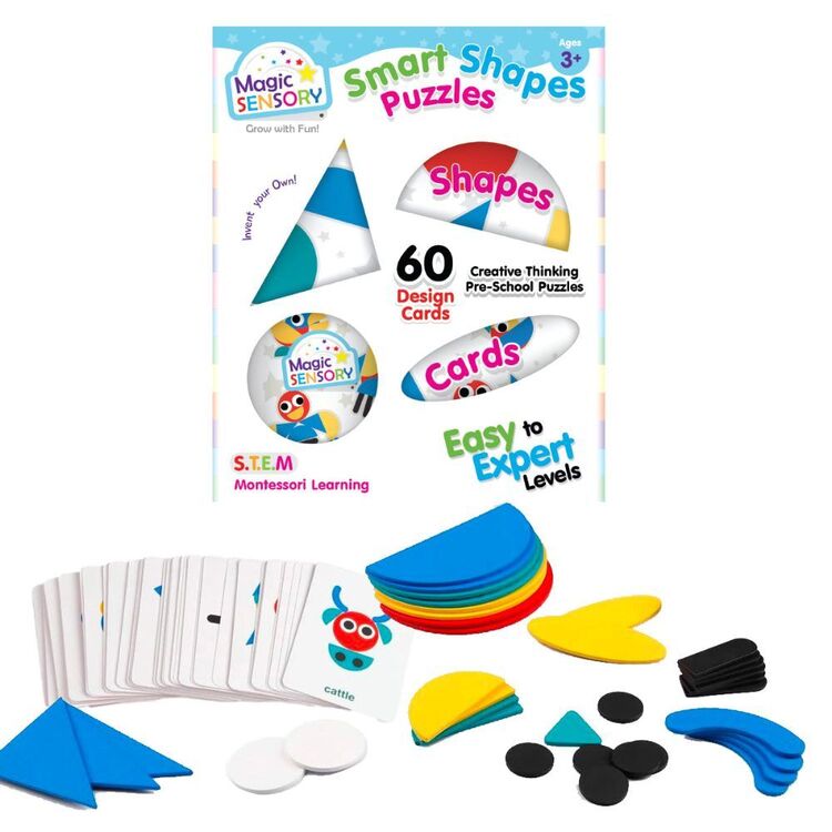 Smart Shapes Puzzles sensory puzzle set with design cards and plastic pieces