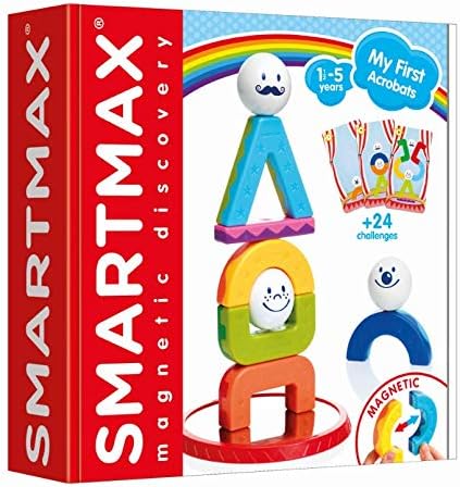 Magnetic building set box with colorful acrobat figures, 1–5 years, 24+ pieces