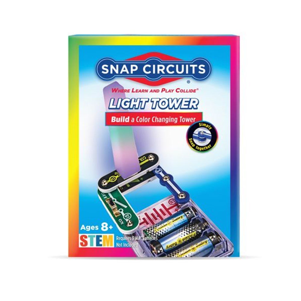 Snap Circuits Light Tower building kit box, STEM toy with circuit parts inside