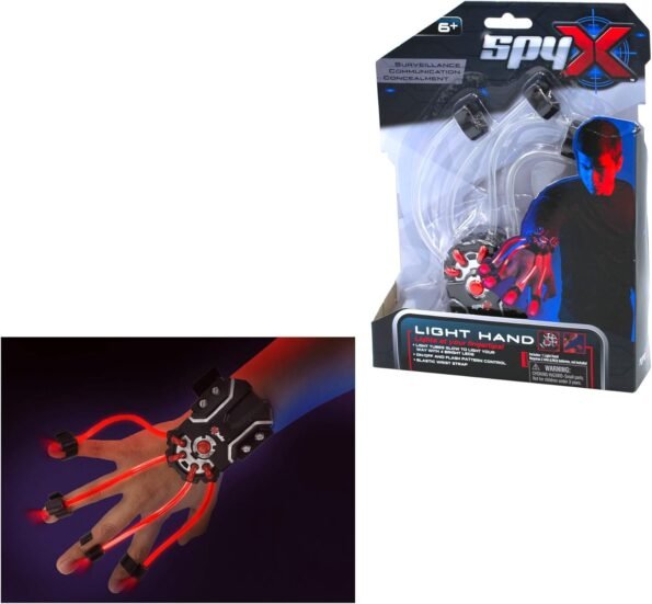 SpyX Light Hand device boxed package with red and blue light tubes