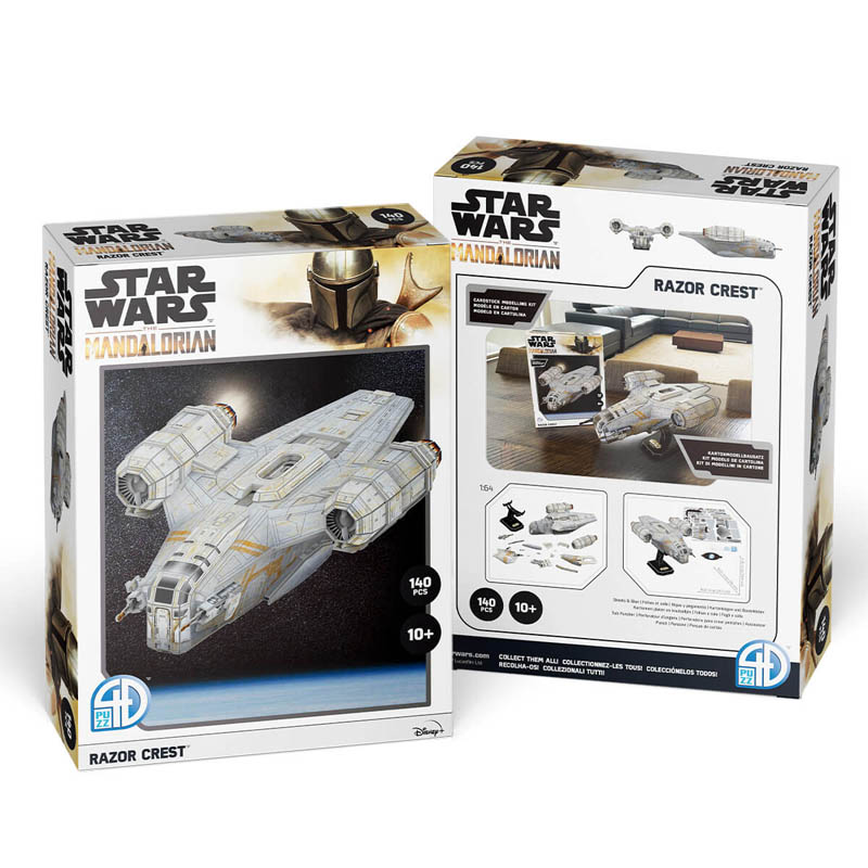 Razor Crest 4D model ship kit with white-gray panel detail, 140 pieces