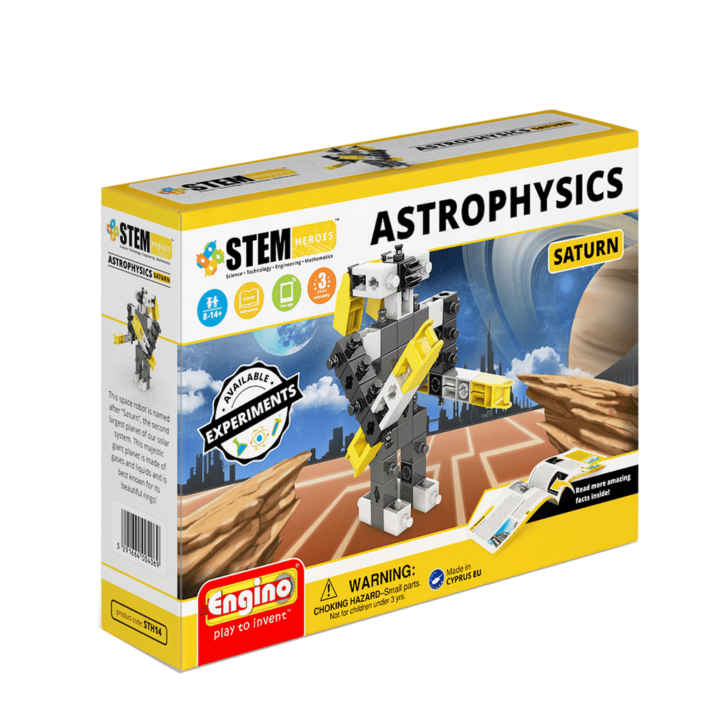 Astrophysics Saturn STEM building set box with robot model graphics