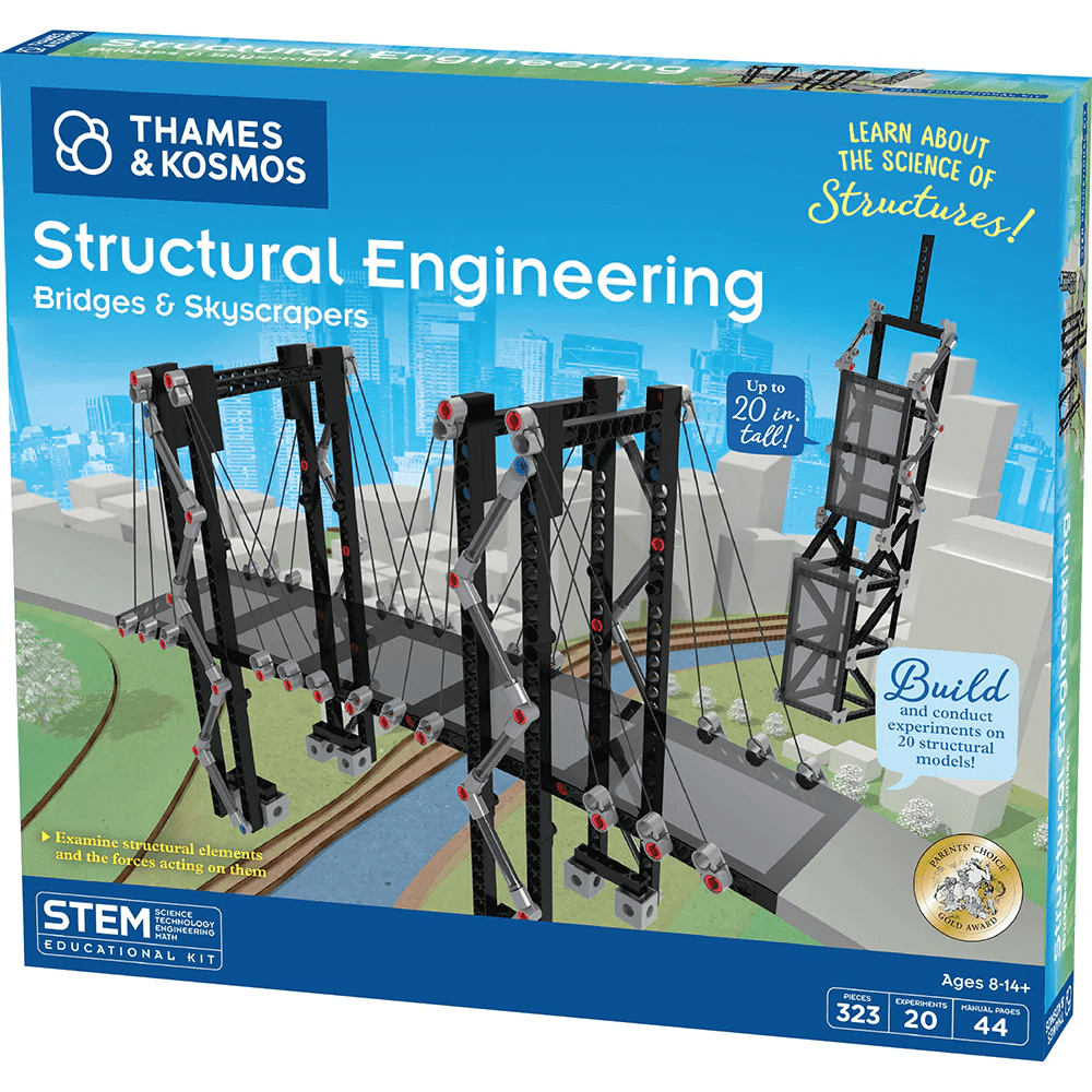 Structural Engineering Bridges & Skyscrapers kit box front, Thames & Kosmos STEM Educational