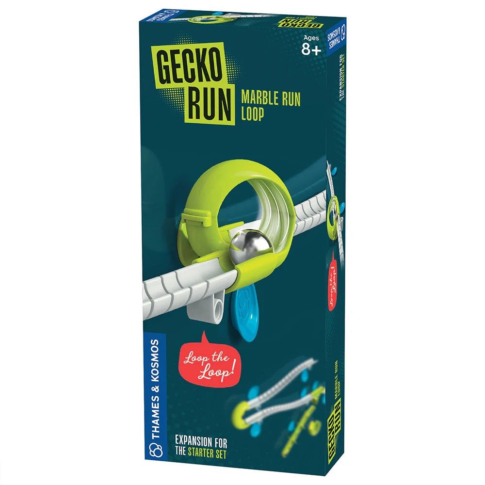 Marble run loop expansion pack box showing lime green loop and white tracks
