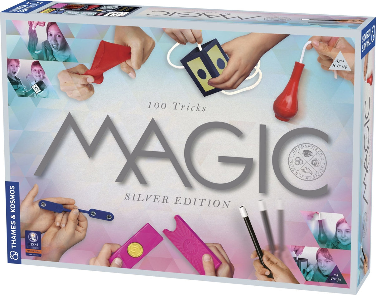 Magic hat set product box with silver edition graphics and illustrated accessories