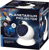 Planetarium projector retail box with white projector and starry constellation graphics
