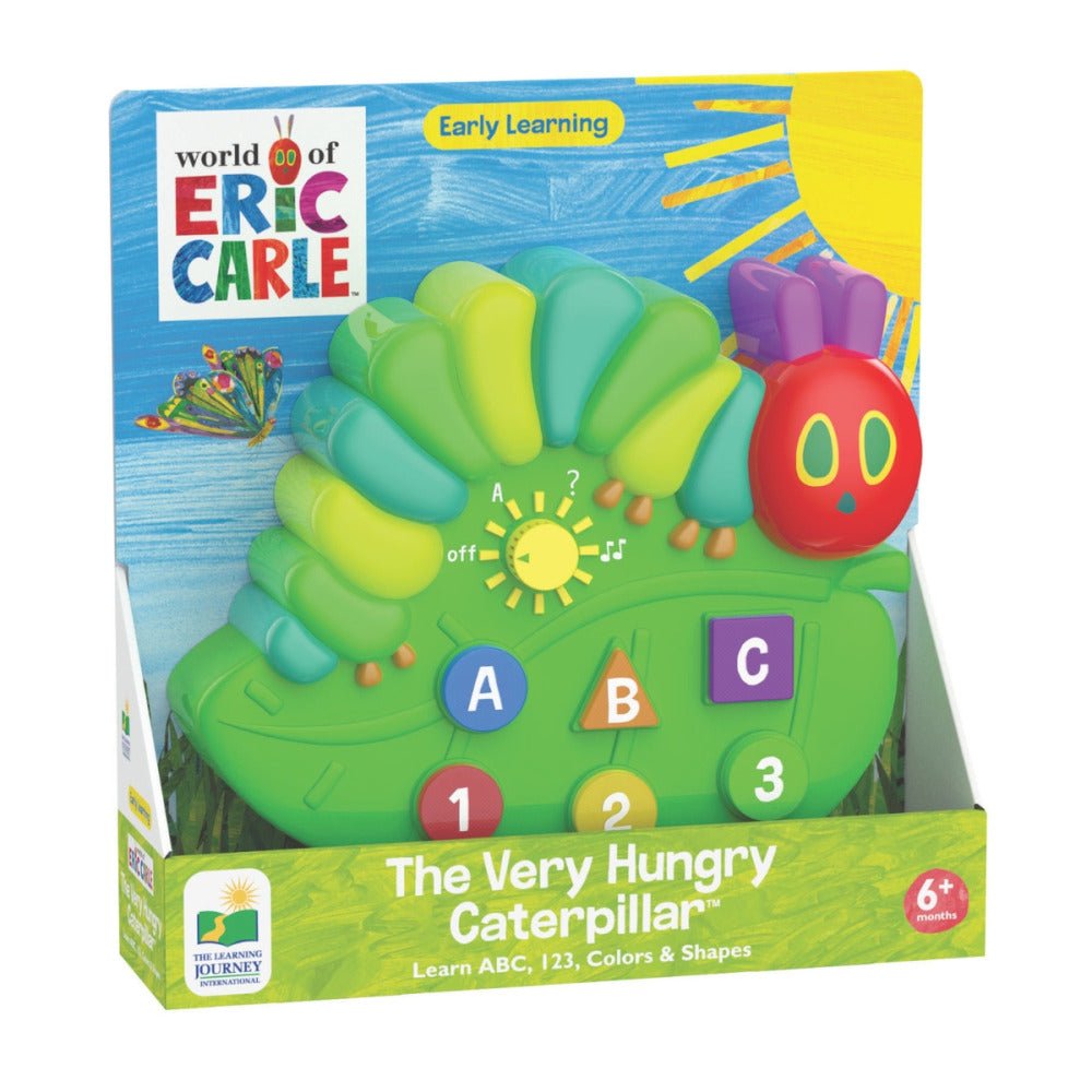 Learning toy box with colorful caterpillar, ABC blocks and numbers 1–3
