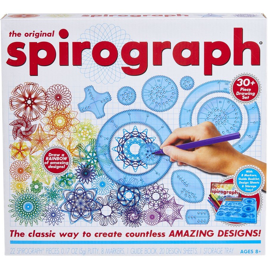 Spirograph design kit box with markers and circular template pieces