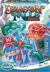 Dragon Falls 3D logic puzzle box with green and red dragon characters