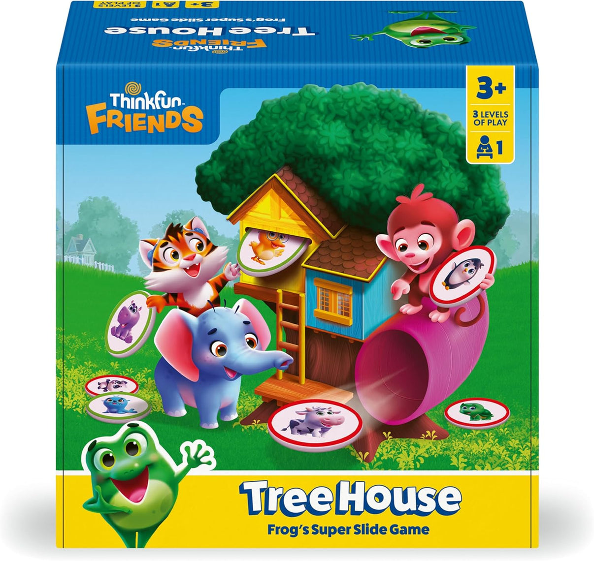 Educational board game TreeHouse box front with cartoon animals and green treehouse