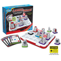 ThinkFun Laser Maze logic board game set with maze board, pieces, and challenge cards