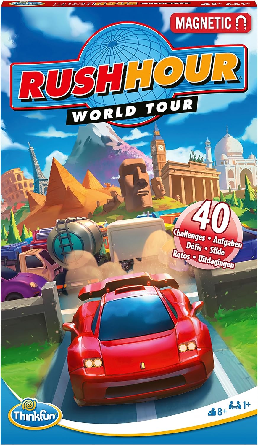 Magnetic Rush Hour World Tour travel logic puzzle box, car and maze cover art