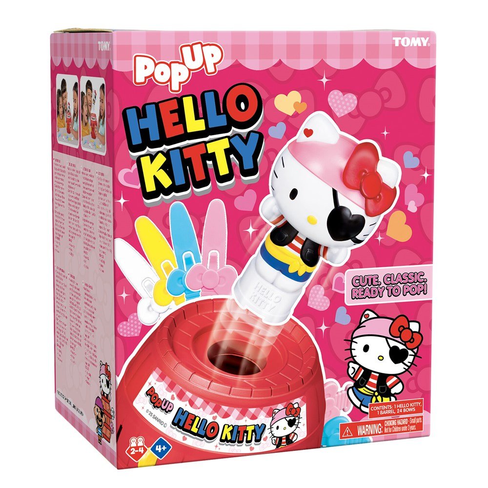 Pop-up Hello Kitty game retail box, pink package with Hello Kitty character art