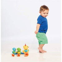 Duck push-and-pull toy with colorful wheeled quacking ducks for toddlers