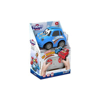 Remote controlled RC racer car in retail box with blue car on front