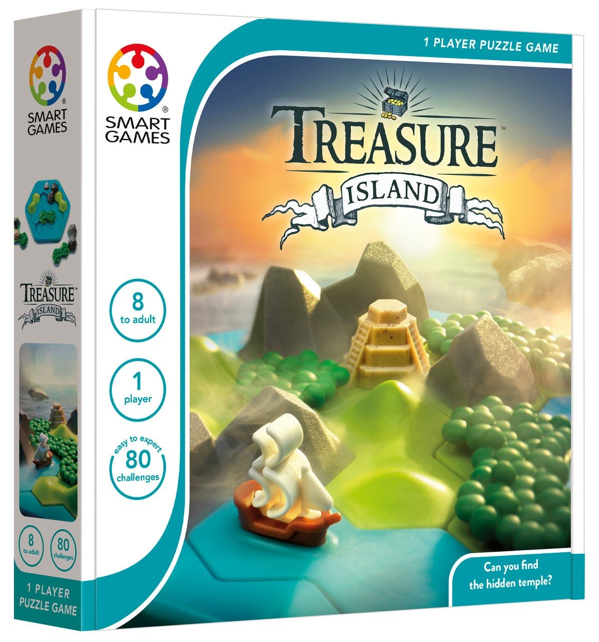 Treasure Island puzzle game box with board and island themed pieces