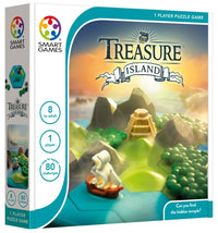 Treasure Island puzzle game box with board and island themed pieces