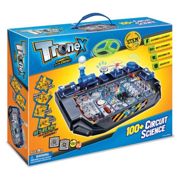 Tronex STEM 100+ circuit science kit box with open electronics illustration