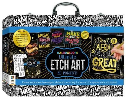 Inspirational etch art carry case with top handle, zipper, and circular logo