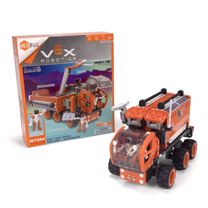 Orange and black VEX mobile science lab robot kit with box