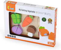 Viga wooden vegetable cutting set box with colorful wooden vegetable pieces