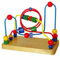 Small wooden wire bead set with colorful red, blue, green, yellow beads on loops