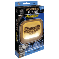 Wooden night light puzzle koala, glowing wooden animal silhouette in frame