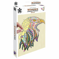 Wooden jigsaw puzzle box with colorful eagle artwork, 127 pieces