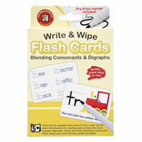 Flash card activity set for blending consonants and digraphs, with dry-erase marker