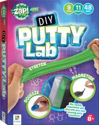 DIY putty lab kit box with green putty strip and magnetise theme