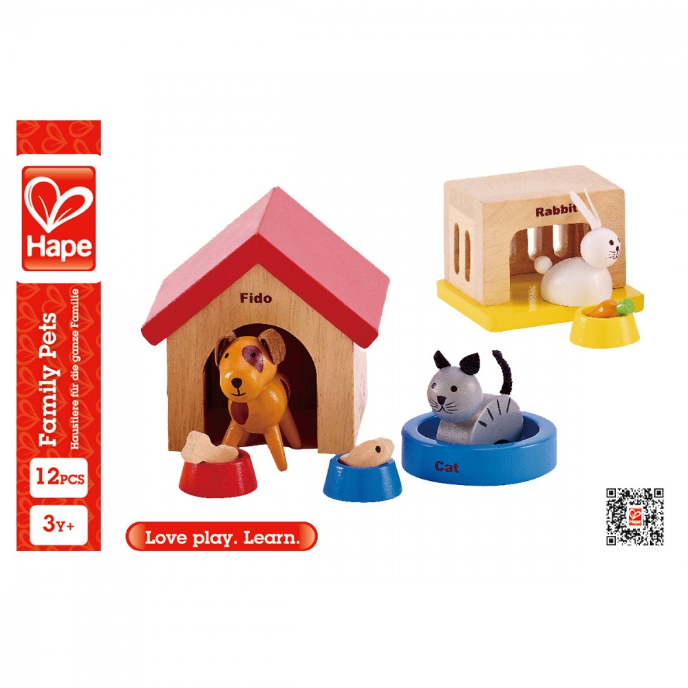 Hape Family Pets Wooden Dollhouse Animal Set | Curiouskidzz