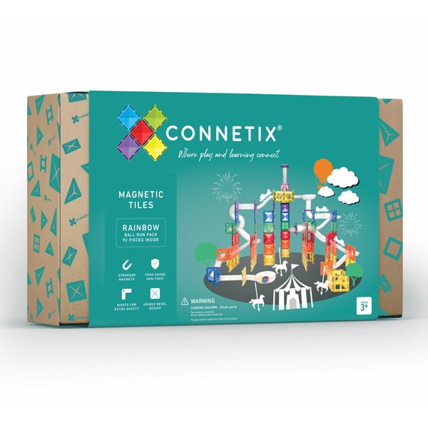 Connetix Tiles – 100 Piece Creative and 92 Ball Run — 192 Pcs Bundle