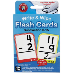 Learning Can Be Fun Write & Wipe Flashcards Subtraction 0-15