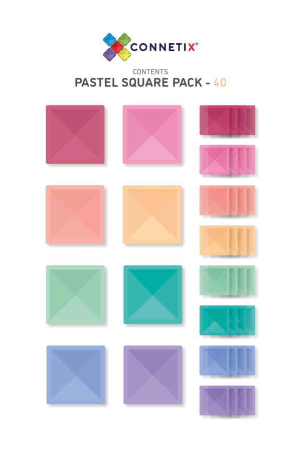 Connetix Square Pack – 40 pc Pastel