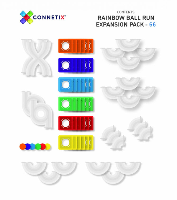 Connetix Tiles 66 Piece Ball Run Expansion Rainbow Pack