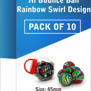 Hi Bounce Ball – 45mm Rainbow Swirl Design x Pack of 10