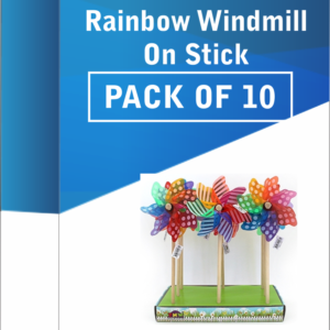 Colourful 15 Cm Rainbow Windmill On Stick x Pack of 10