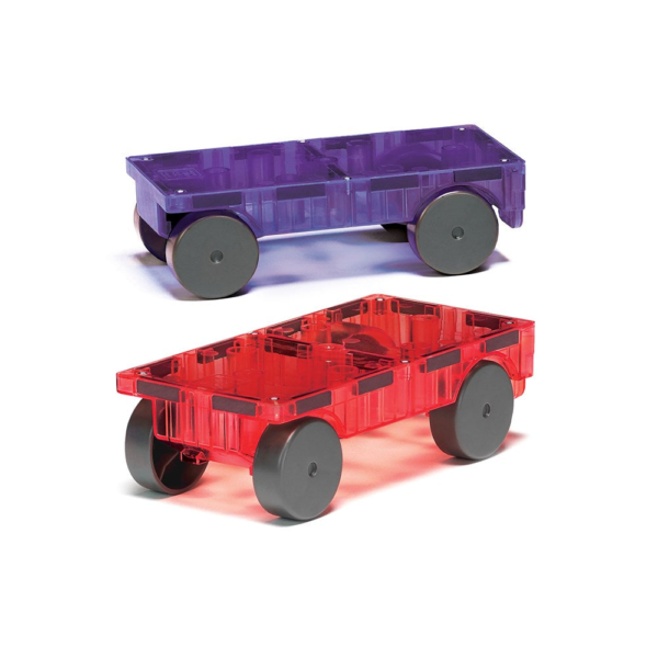 Magna Tiles – Cars – 2 Piece Expansion Set – Purple and Red