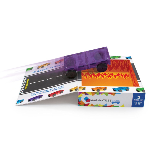 Magna Tiles – Cars – 2 Piece Expansion Set – Purple and Red